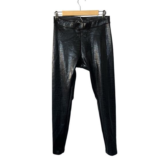 Express Black Faux Snakeskin Leggings Small - Picture 1 of 3